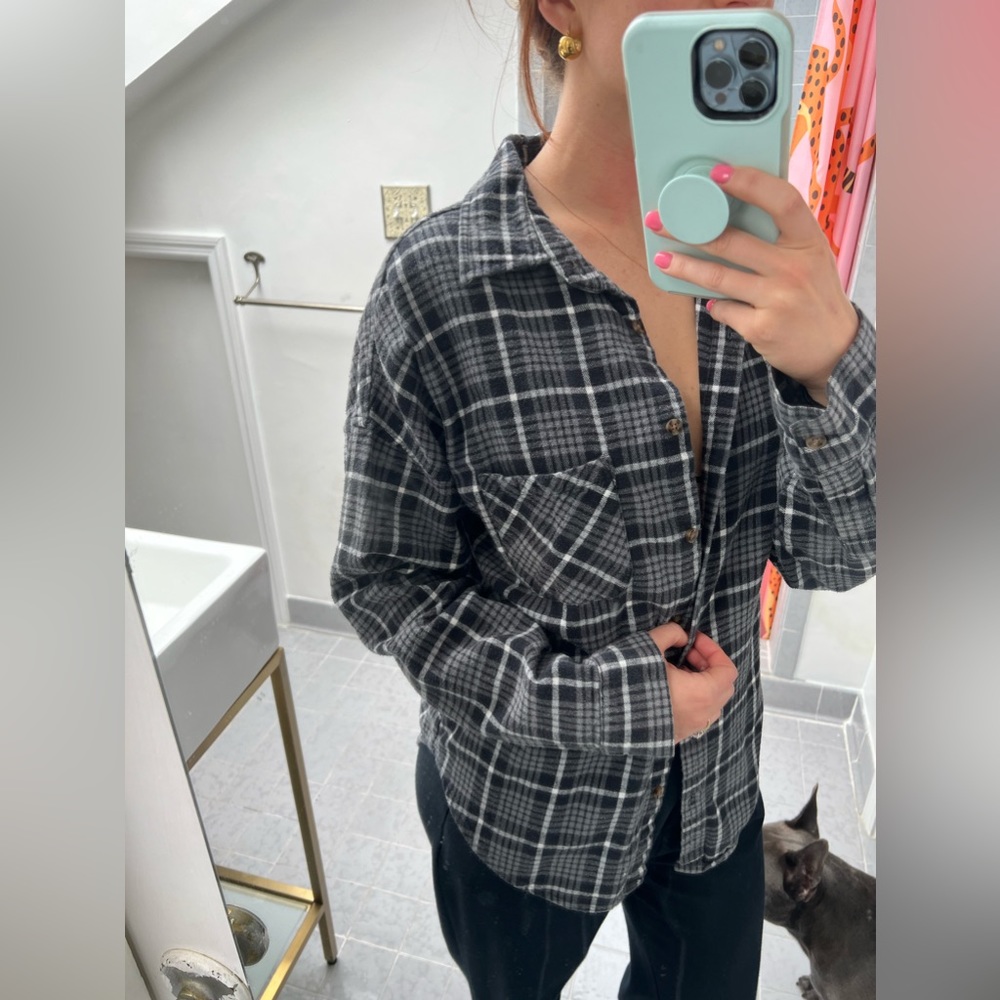 Brandy Melville oversized flannel button down shirt